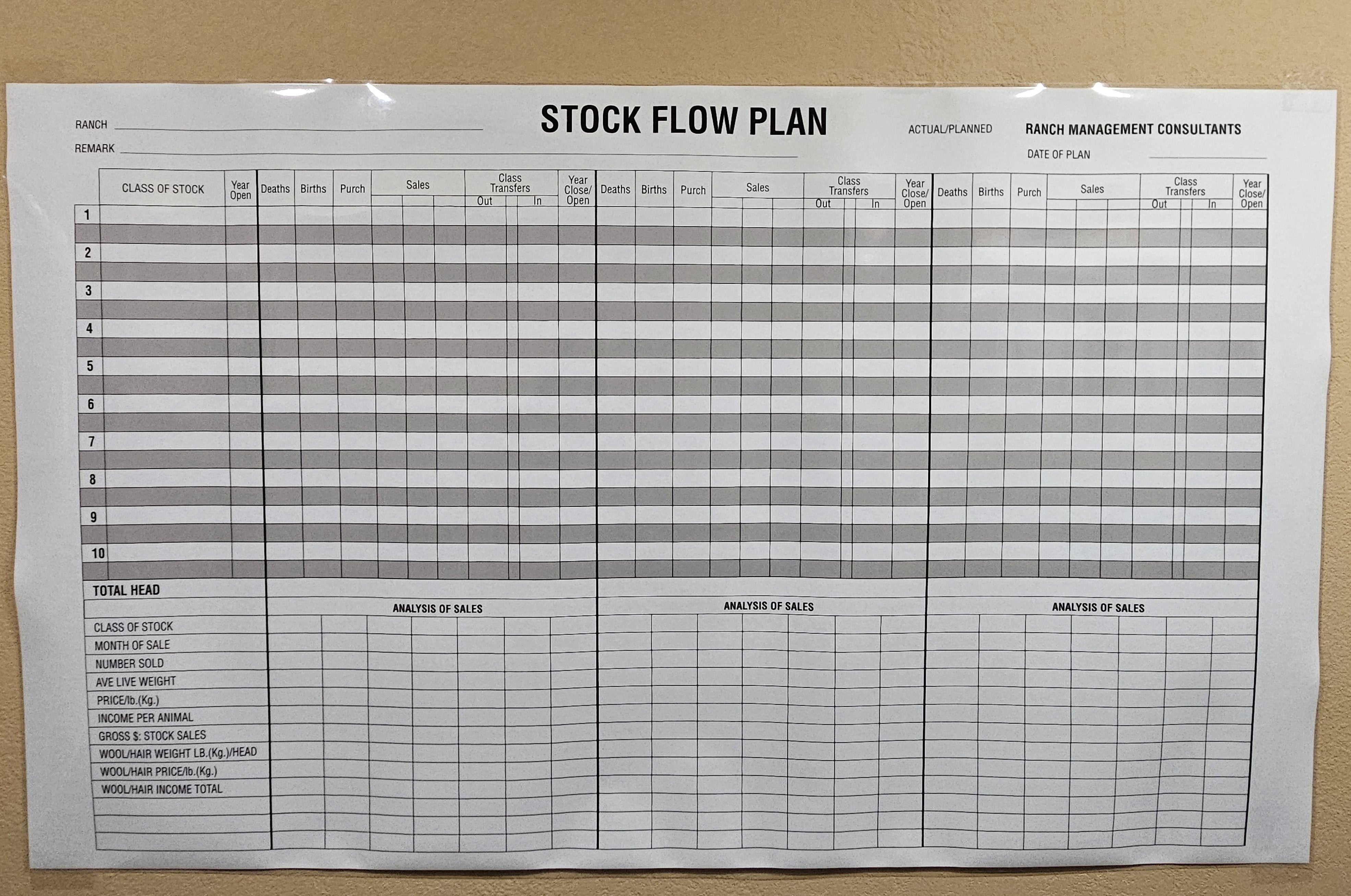 Flock Inventory Chart Laminated StockFlow and Grazing Charts – Ranch Management Consultants